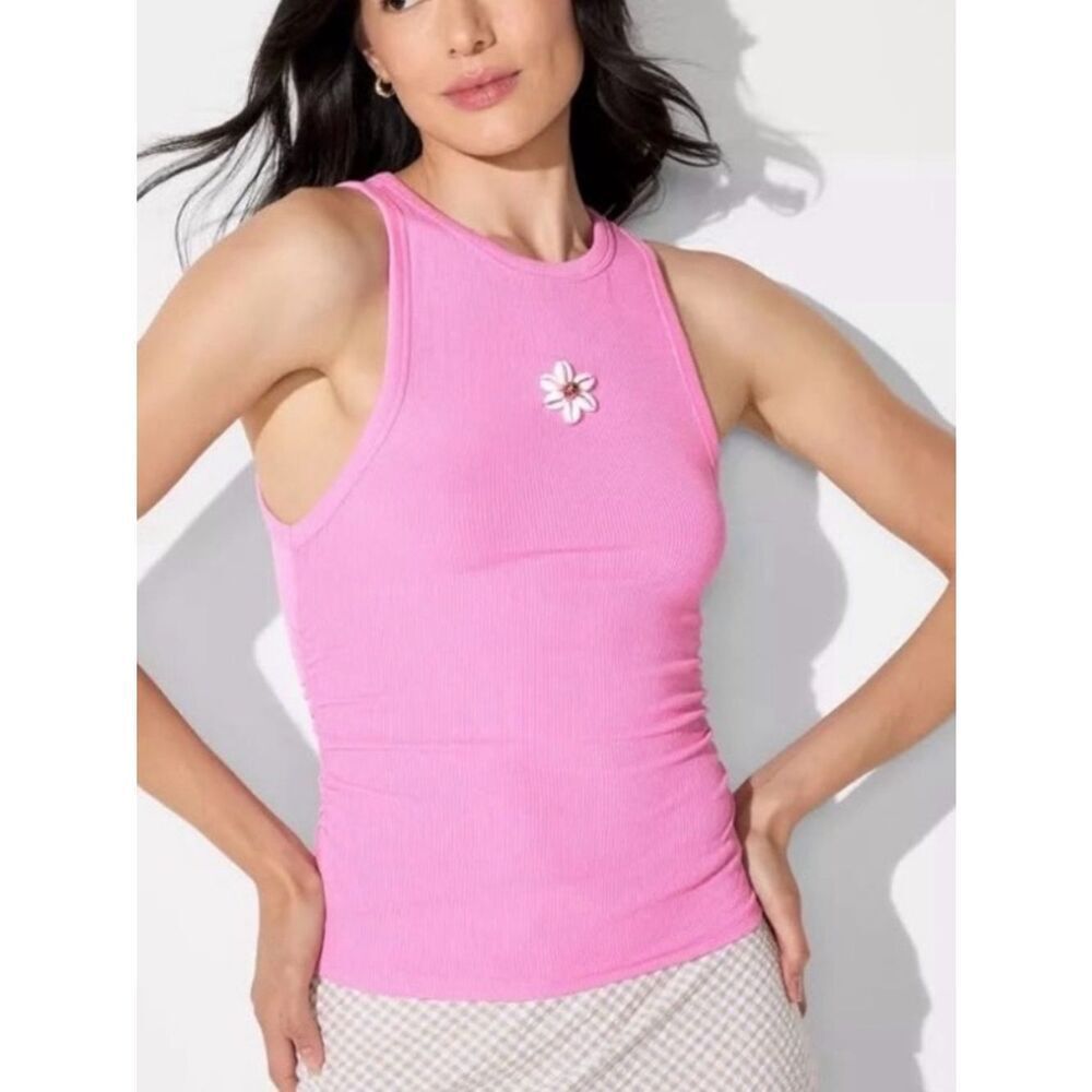 Seashell Tank S M Pink Ribbed Conched Sides